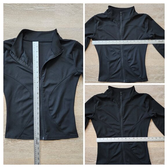 High-Stretch Zip-Up Workout Jacket with Thumb Holes - Size S - Black - Athletic - Picture 8 of 12